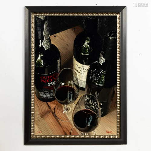 THOMAS ARVID, WINE GICLEE ON CANVAS, FRAMED