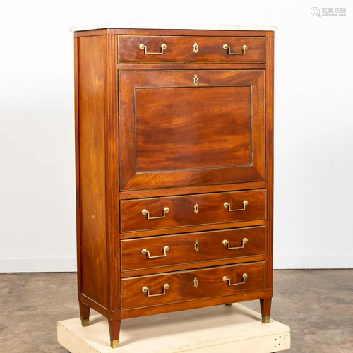 FRENCH MARBLE TOP SECRETAIRE A ABATTANT, C. 1860