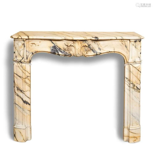 19TH/20TH C. LOUIS XV STYLE WHITE MARBLE MANTEL