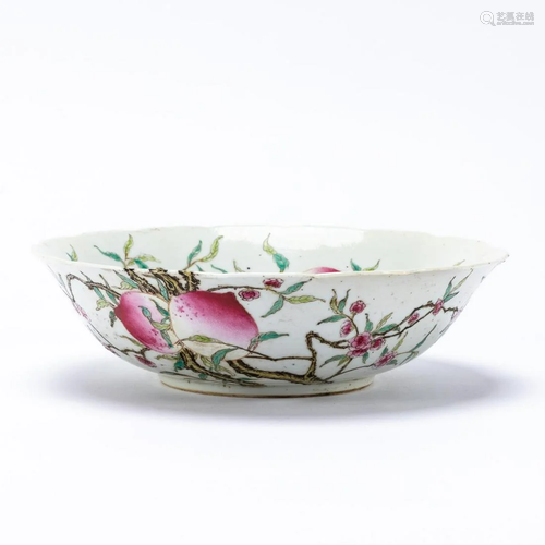 CHINESE PRUNUS MOTIF PORCELAIN BOWL