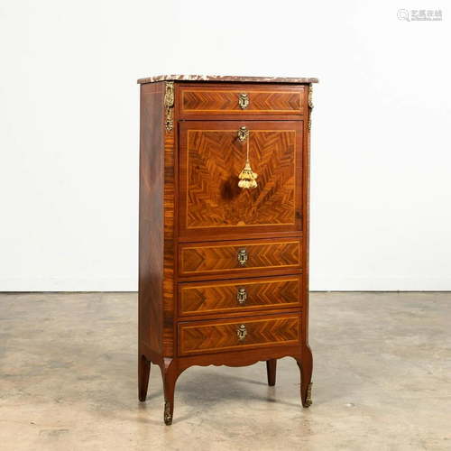 LOUIS XV STYLE MAHOGANY SECRETAIRE A ABATTANT