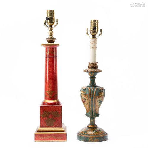 NEOCLASSICAL AND BAROQUE STYLE PAINTED LAMPS, 2P…