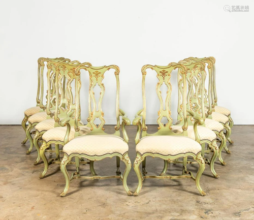 SET, TEN ALFONSO MARINA PARCEL-GILT DINING CHAIRS