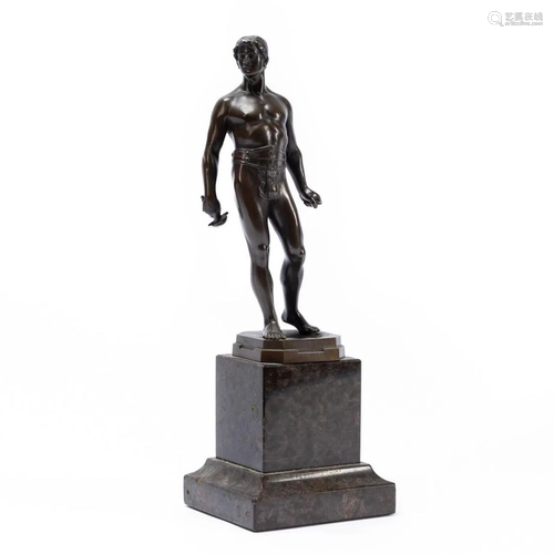 RUDOLF KUCHLER, BRONZE MALE WARRIOR SCULPTURE