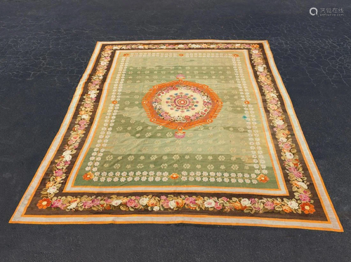 HANDWOVEN AUBUSSON NEOCLASSICAL RUG, CIRCA 1820