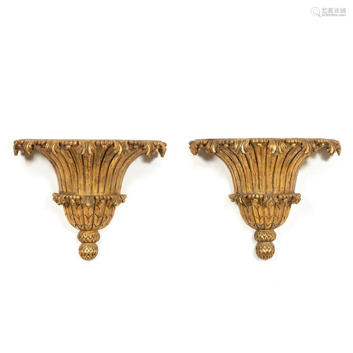 PAIR, OVERSIZED BAROQUE STYLE GILTWOOD BRACKETS