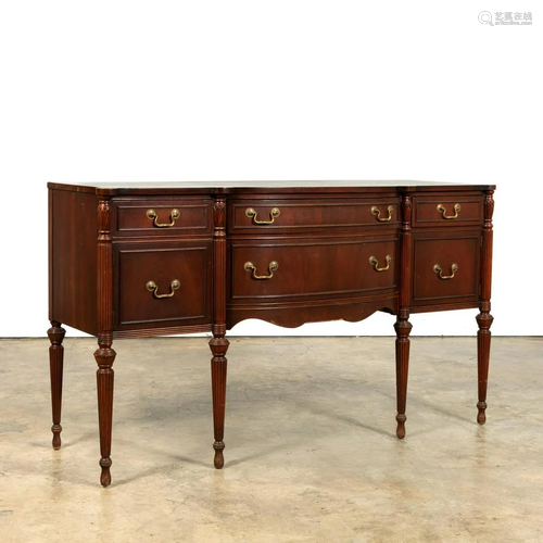 SHERATON STYLE MAHOGANY BOW FRONT SIDEBOARD