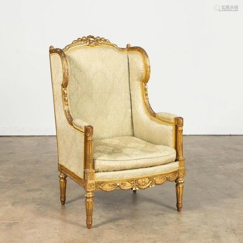 LOUIS XVI STYLE GILTWOOD CONFESSIONAL BERGERE