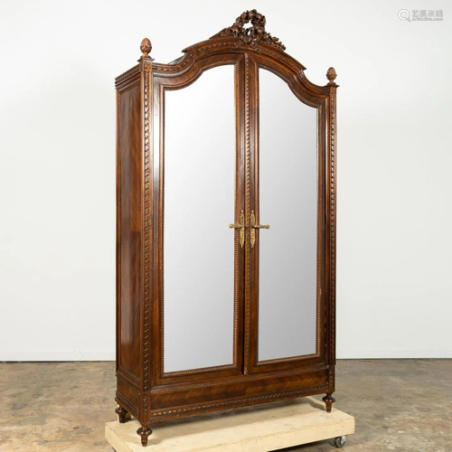 CONTINENTAL LOUIS XVI STYLE MIRRORED ARMOIRE