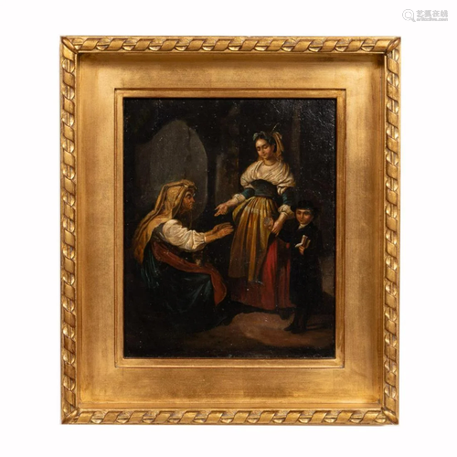 19TH C. CONTINENTAL SCHOOL, FIGURAL OIL ON CANVAS