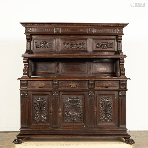 CONTINENTAL HENRI II STYLE CARVED WALNUT SERVER