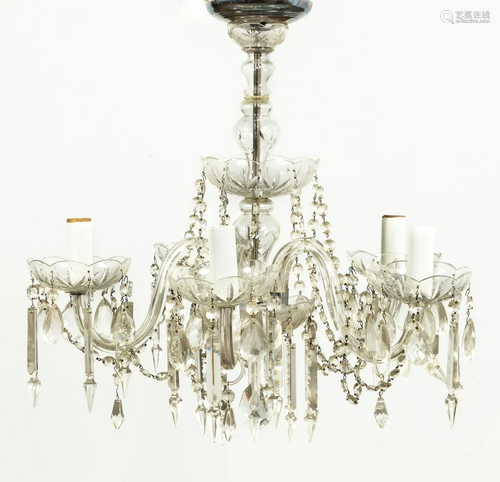 20TH C. BOHEMIAN FIVE-LIGHT CRYSTAL CHANDELIER