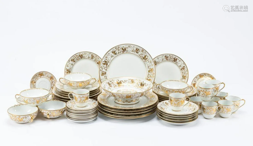 55 PCS, LE TALLEC GILT PARTIAL DINNER SERVICE