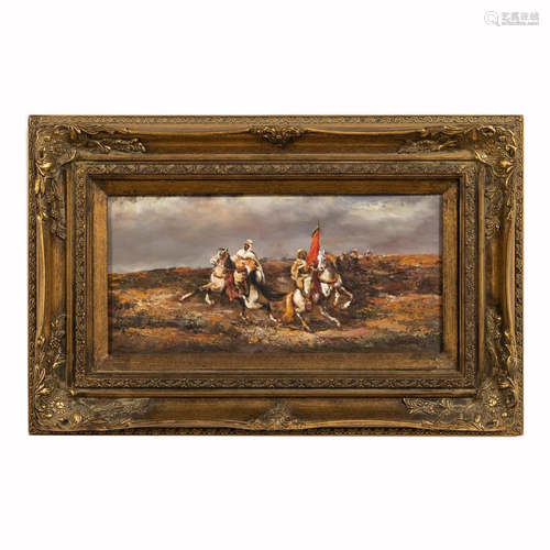 20TH C. ORIENTALIST OIL ON PANEL, GILTWOOD FRAME