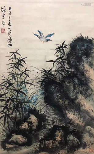 黎雄才 花鸟 纸本立轴