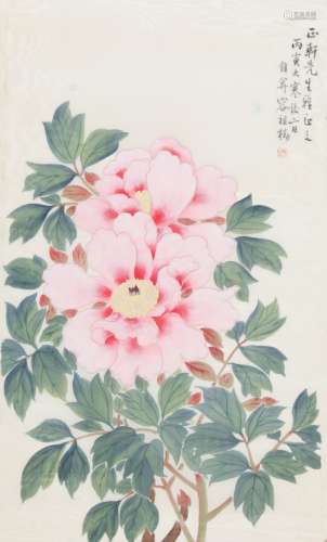 容祖椿 花卉 设色绢本立轴