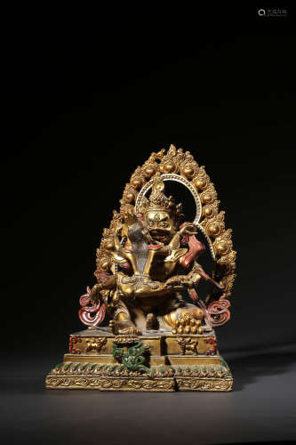 A GILT BRONZE STATUE OF MANDKESVARA