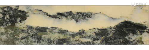 A HORIZONTAL MOUNTAINS AMONG CLOUDS MARBLE STONE