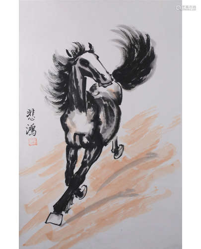 A CHINESE RUNNING HORSE PAINTING, XU BEIHONG MARK