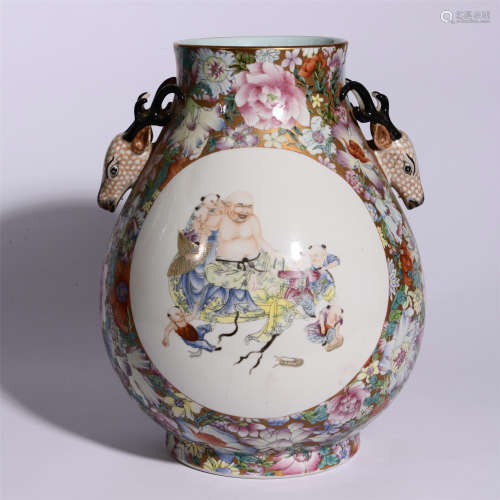 A doucai and wucai deer-head zun vase With Qianlong mark