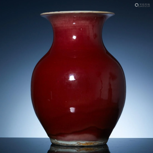 Qing Yongzheng red glazed Guanyin bottle