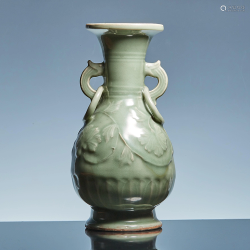 Song Dynasty Longquan Kiln Ring Ear Carved Vase