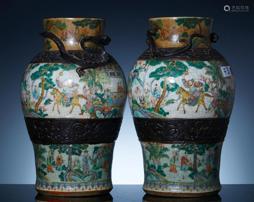 Qing Xianfeng Ge glaze multicolored character story