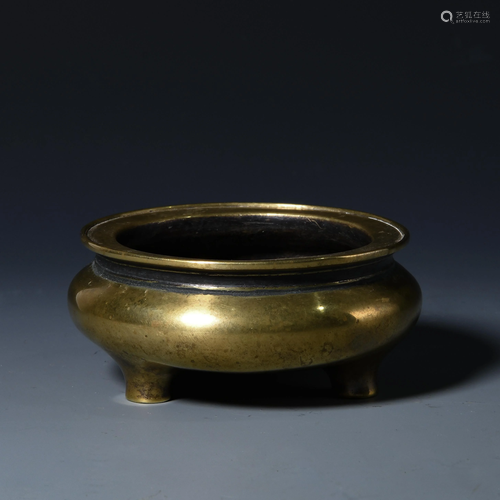 Gold-sprinkling copper incense burner in early Qing