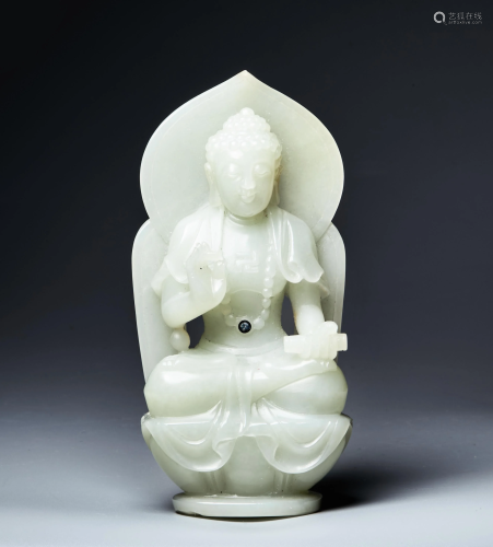 White jade Buddha statue in Hotan in Qing Dynasty