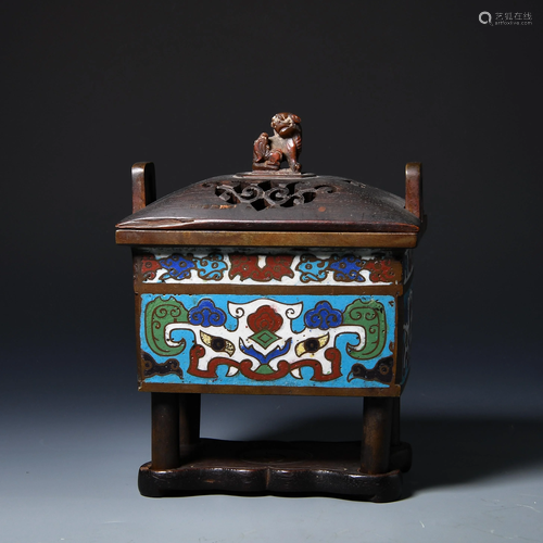 Qingganlong cloisonne gluttonous Fang Ding furnace