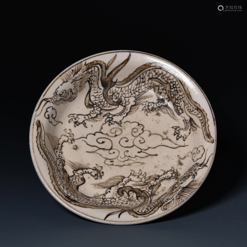 Song Dynasty Cizhou Kiln Dragon Plate