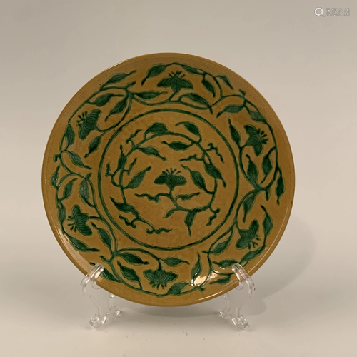 Chinese Qianlong Yellow and Green Dish