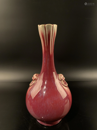 Chinese Flambe Glazed Porcelain Vase