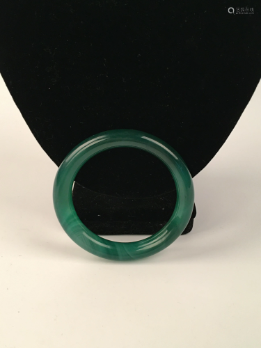 Chinese Green Agate Bangle Bracelet