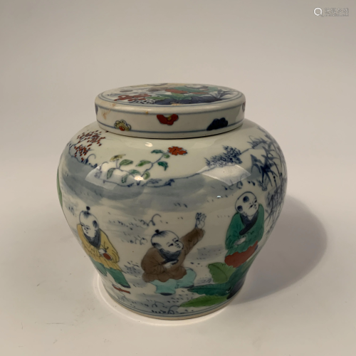 Chinese Ming Doucai Cover Jar