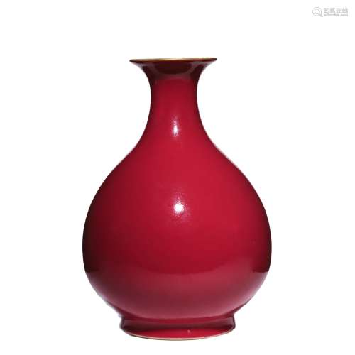 A Rouge-Red Glaze Pear-Shaped Vase