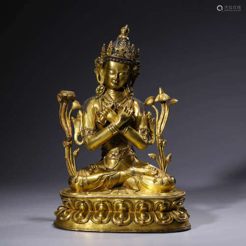 A Gilt Bronze Statue Of Vajradhara