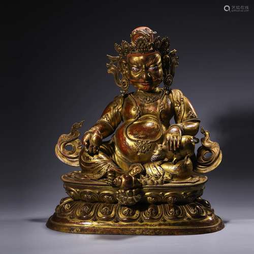 A Gilt Bronze Statue Of Yellow Jambhala