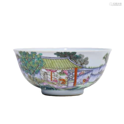 A Famille Rose Countryside Living Bowl