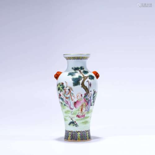 A Famille Rose Figure Flaring Vase