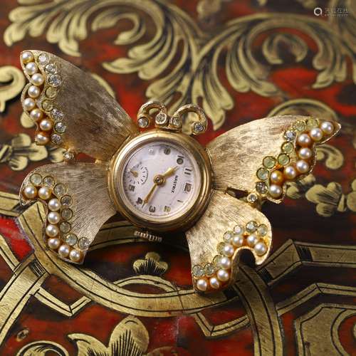 A Swiss Made Butterfly Watch Brooch