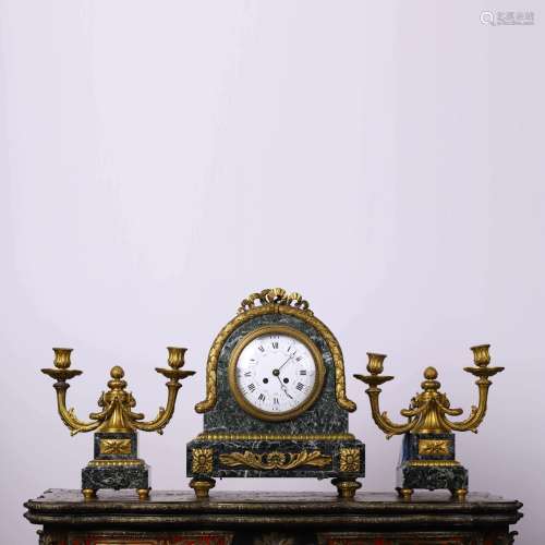 A Set Of Marble Stone Gilding Clock