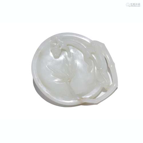 A Carved White Jade Chilong Brush Washer