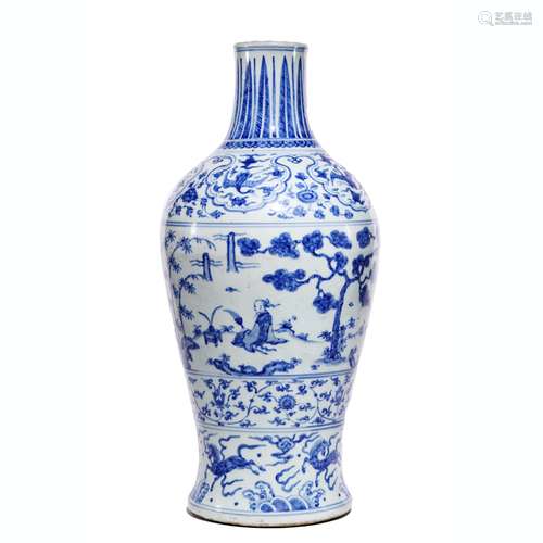 A Blue And White Figure Vase