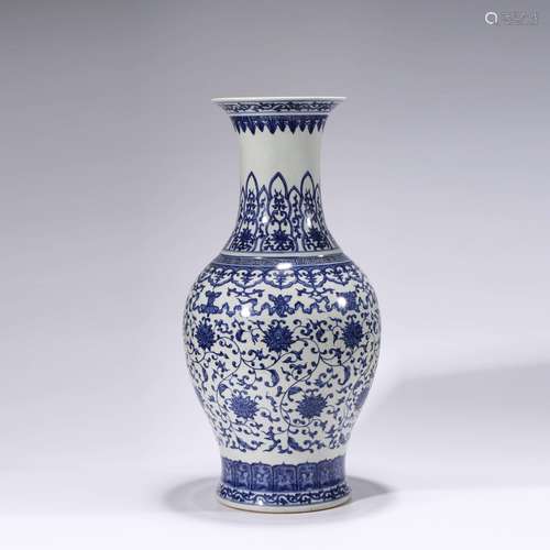 A Blue And White Eight Treasures Flaring Vase