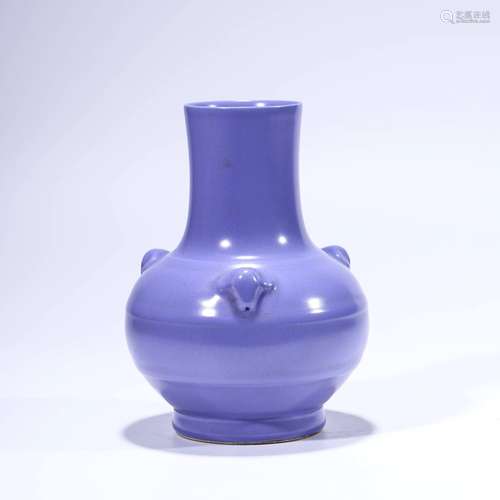 A Purple-Glaze Three Ram-Head Vase