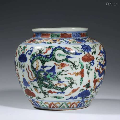 An Underglaze-Blue And Wucai Dragon Jar