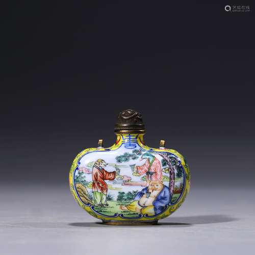 A Bronze Enamel Immortal Snuff Bottle