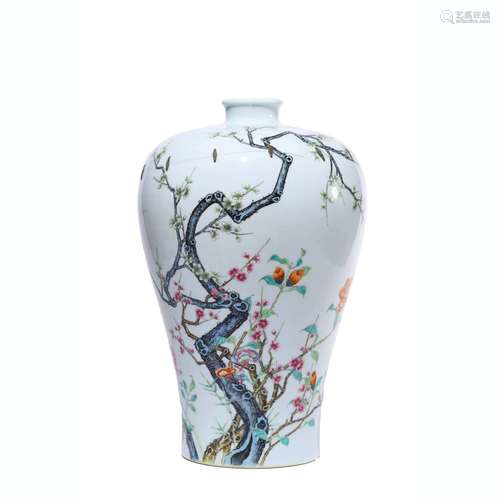 A Famille Rose Floral Meiping Vase