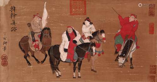 A Chinese People& Horse Painting,Han Gan Mark